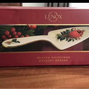 Lenox Winter Greetings Dessert Server, Holiday Holly Cardinal pattern,Christmas